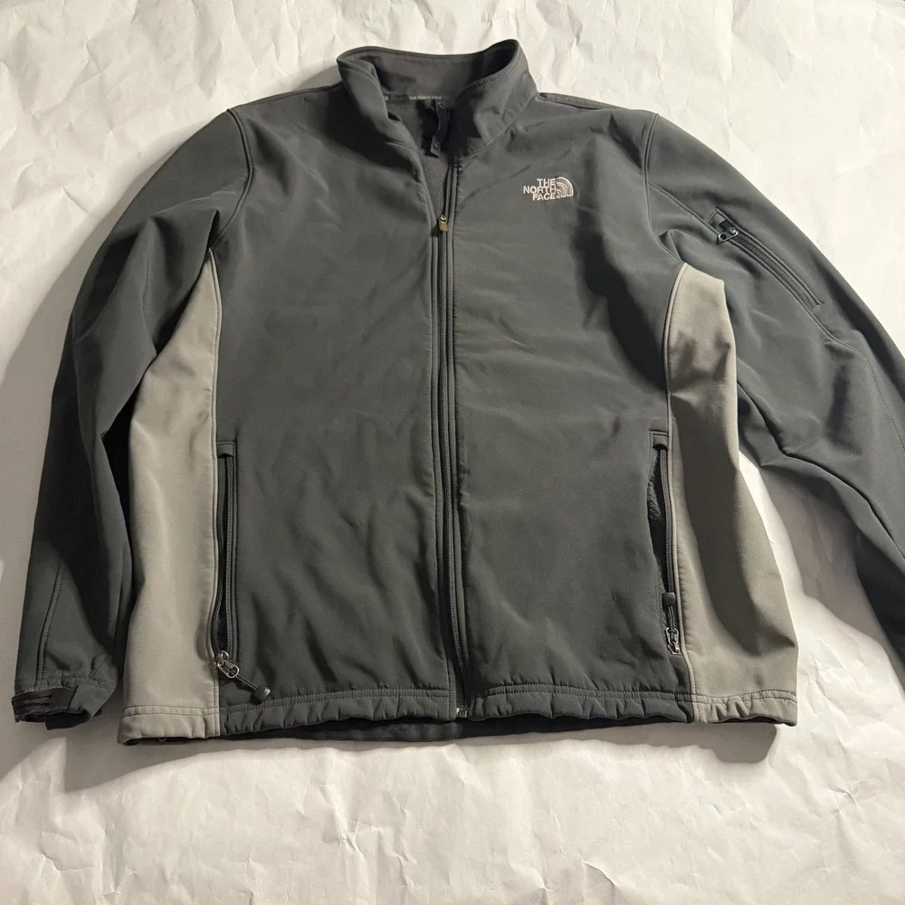 The North Face Apex Softshell Jacket Mens Full‎ Zip Gray Windbreaker Outerwear L